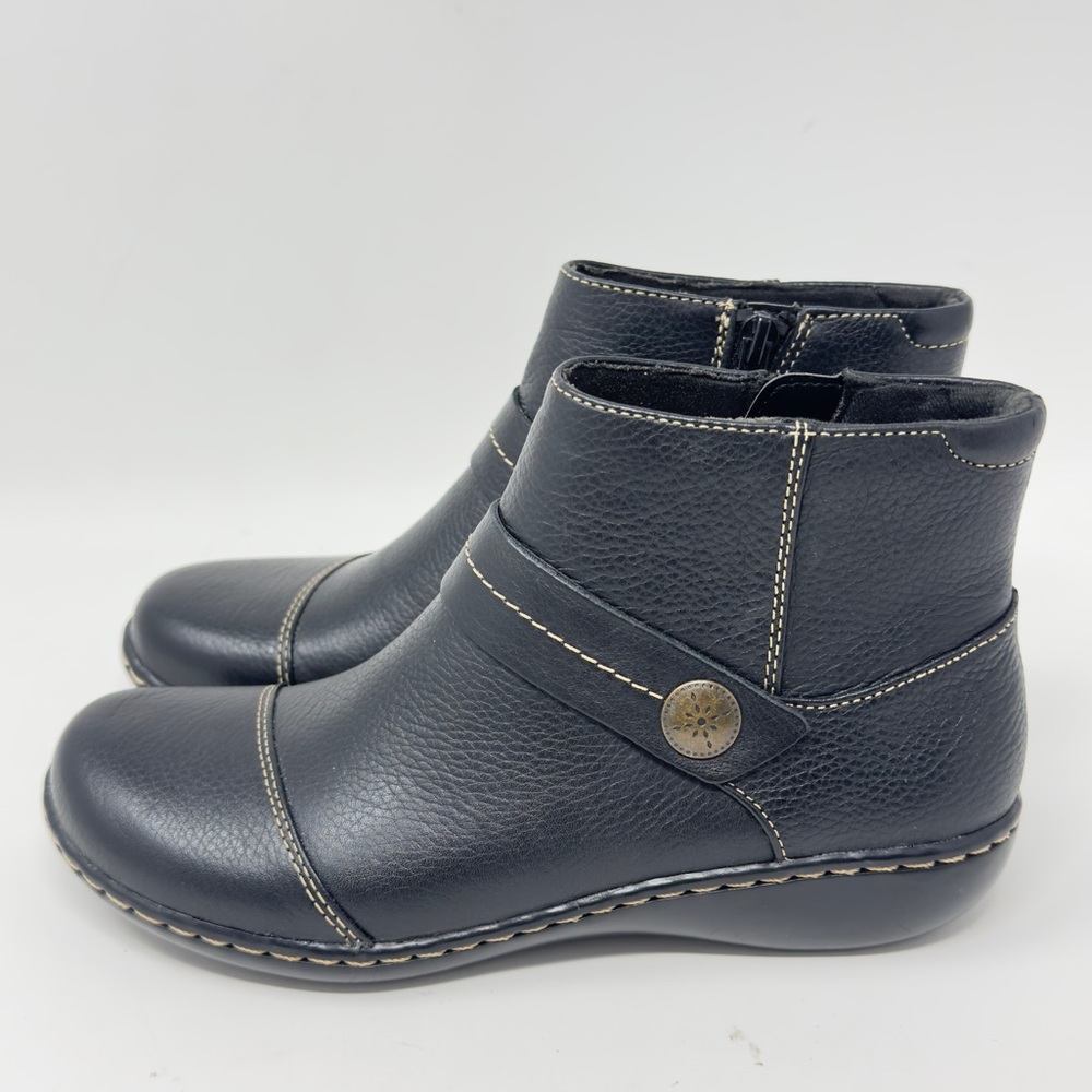 Women's Black Ankle Boots with Decorative Button